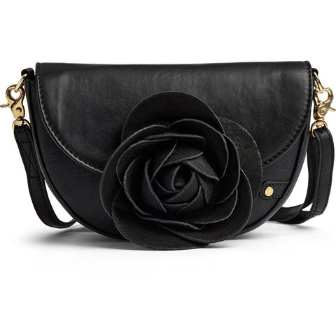 DEPECHE Leather crossover bag with rose Cross over