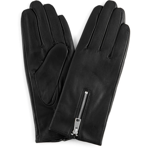 DEPECHE Leather gloves decorated with zipper Gloves 098 Silver