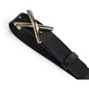 DEPECHE Leather jeans belt with cross buckle Belt 190 Black/Gold
