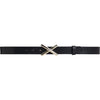 DEPECHE Leather jeans belt with cross buckle Belt 190 Black/Gold