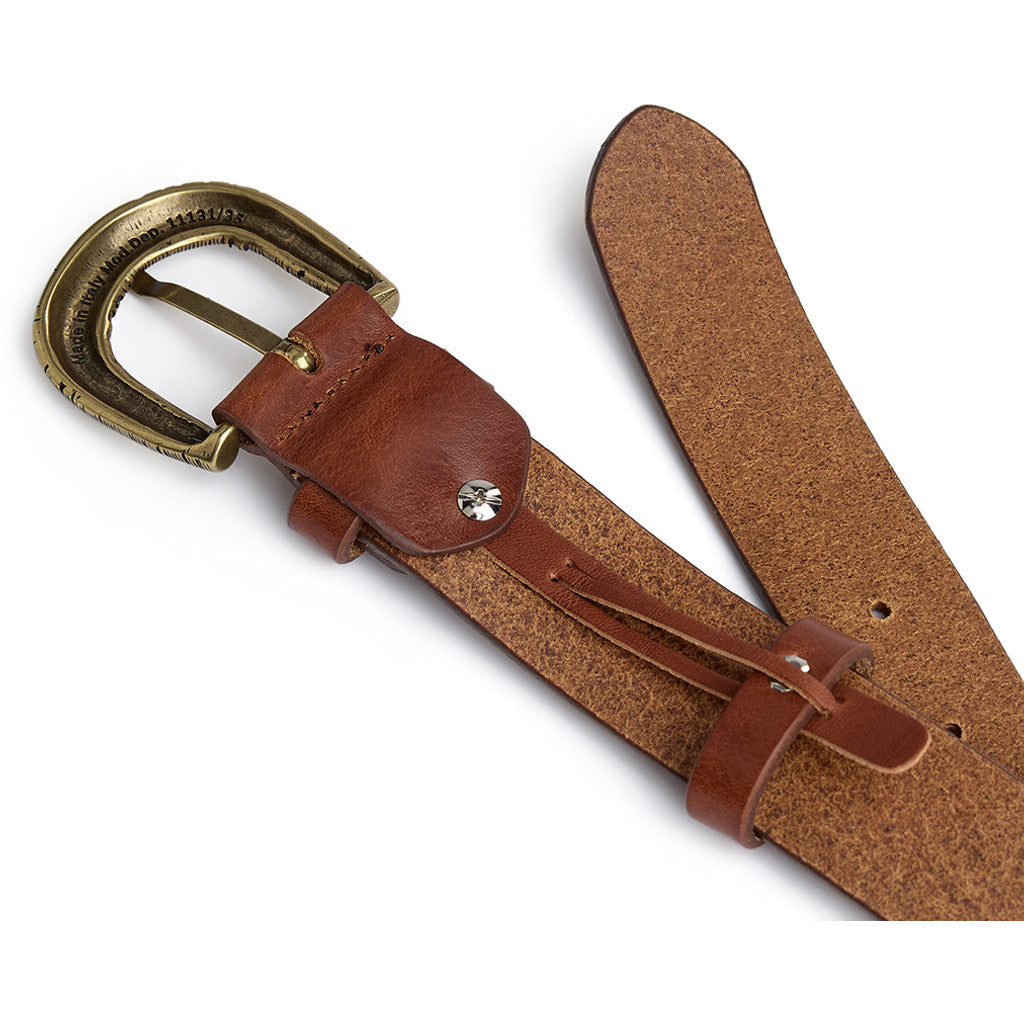 DEPECHE Leather jeans belt with vintage texture Belts 014 Cognac