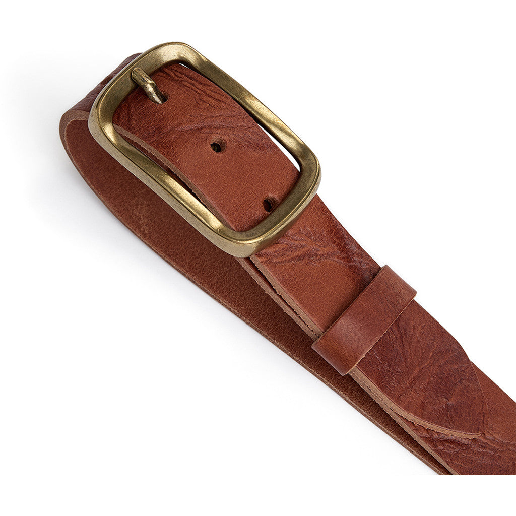 DEPECHE Leather jeans belt with vintage texture Belts 014 Cognac