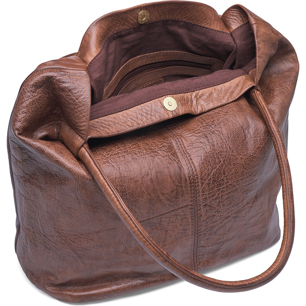 DEPECHE Leather shopper bag in a soft and wearable quality Shopper 133 Brandy