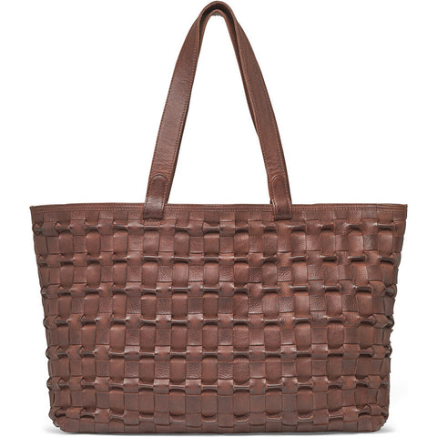 DEPECHE Leather shopper with finest hand-braided design Shopper 263 Choco brown