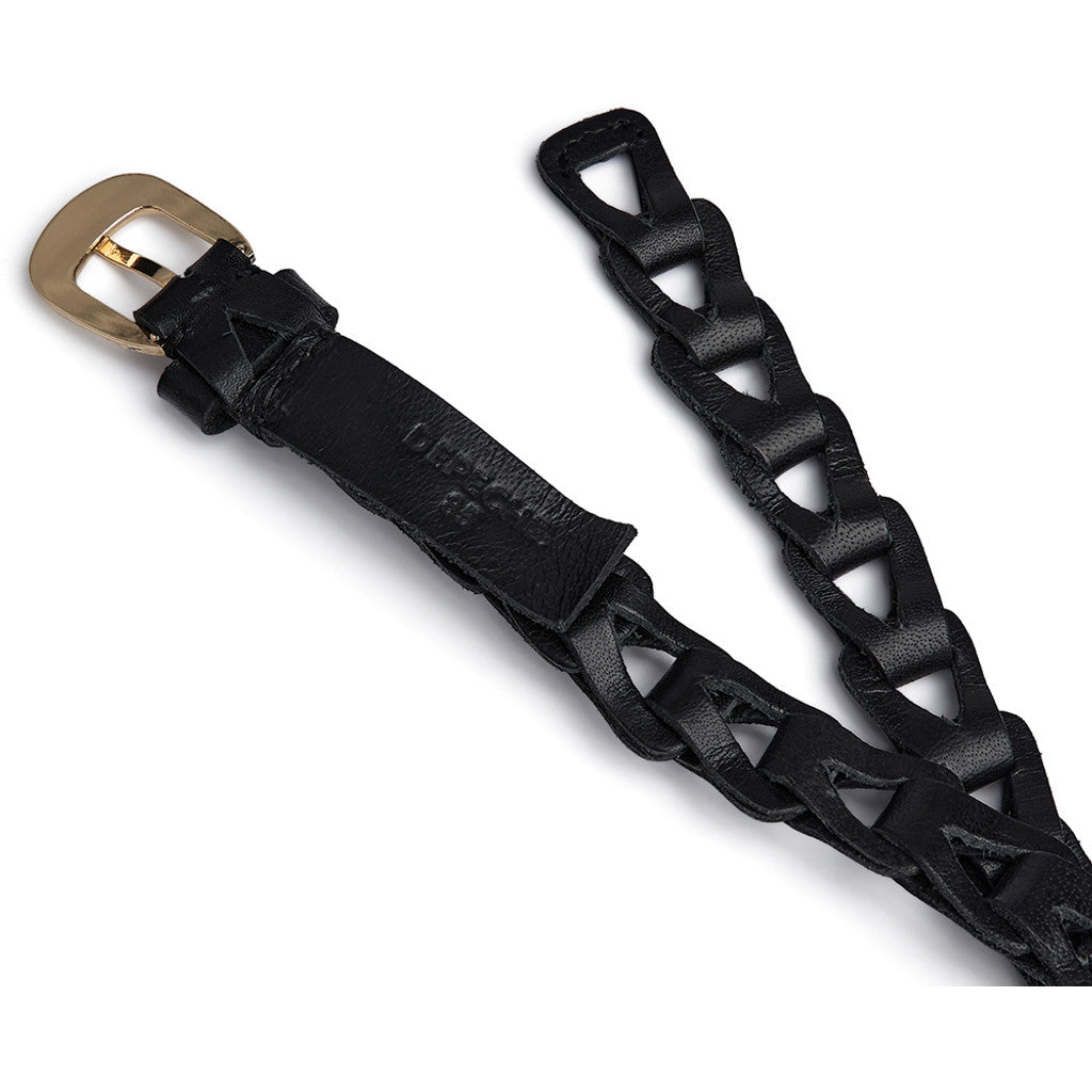 DEPECHE Leather waist belt with perforated design Belts 190 Black/Gold