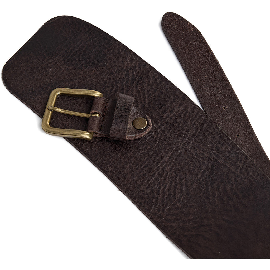DEPECHE Leather waist belt with statement shape Belts 161 Dark brown