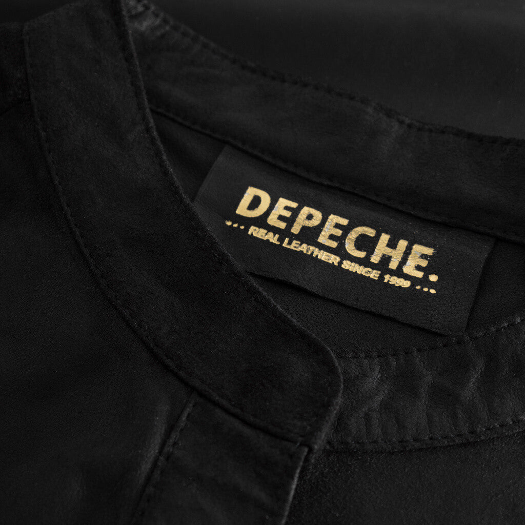 Depeche leather wear Long Tielde leather shirt in soft quality Shirts 099 Black (Nero)