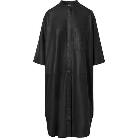 Depeche leather wear Long Tielde leather shirt in soft quality Shirts 099 Black (Nero)