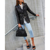 Depeche leather wear Long blazer jacket in soft leather Jackets 099 Black (Nero)
