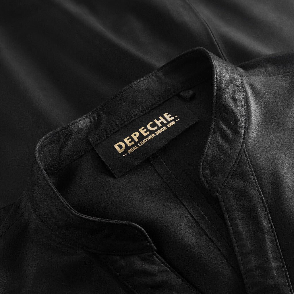Depeche leather wear Long shirt/dress in lovely and soft leather quality Dresses 099 Black (Nero)