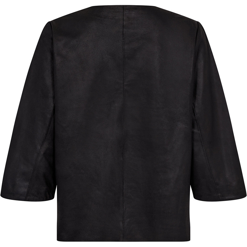 Depeche leather wear Lorenza leather blouse with cute sleeve detail Blouse 099 Black (Nero)