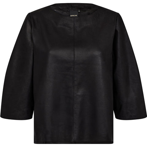 Depeche leather wear Lorenza leather blouse with cute sleeve detail Blouse 099 Black (Nero)