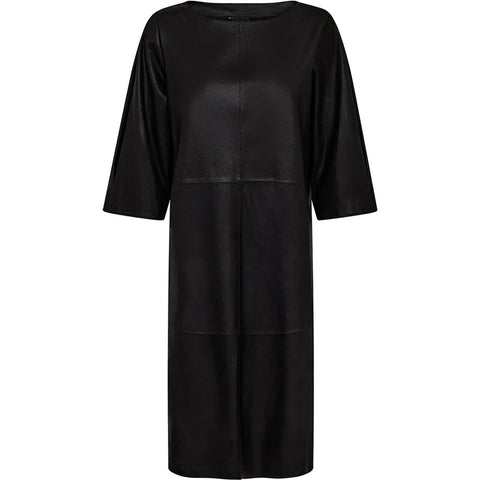 Depeche leather wear Lorenza leather dress with cute sleeve detail Dresses 099 Black (Nero)