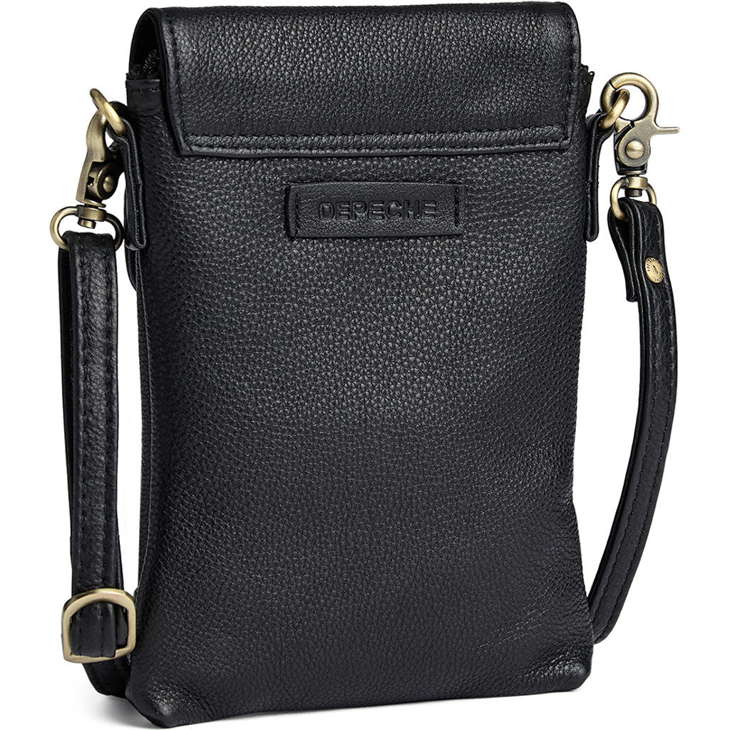 DEPECHE Mobile bag in soft leather Mobilebag 154 Black/Brass