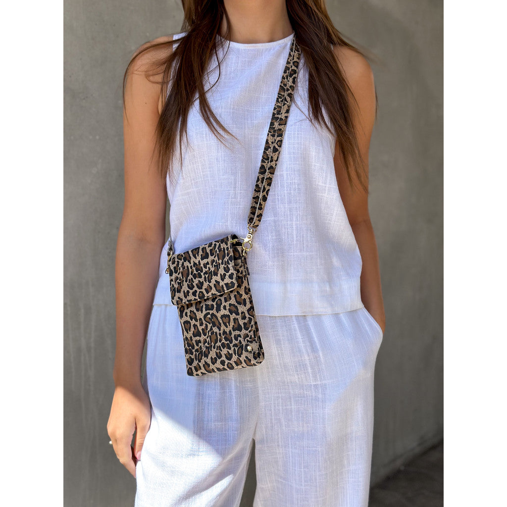 DEPECHE Mobile bag in soft leather Mobilebag 082 Leopard