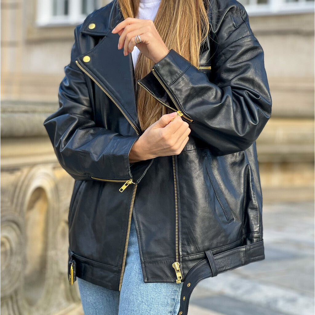 Depeche leather wear Nana leather biker jacket in nice and soft quality Jackets 099 Black (Nero)