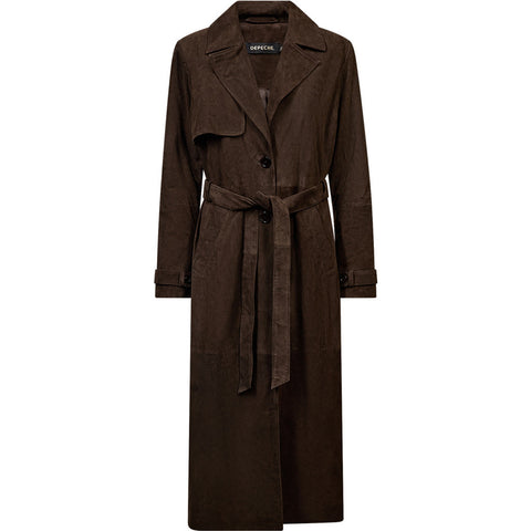 Depeche leather wear Naomi suede trench coat Jacket 067 Dusty brown