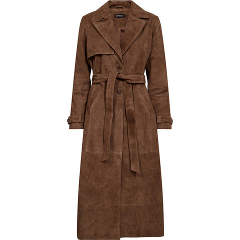 Depeche leather wear Naomi suede trench coat Jacket 311 Wood