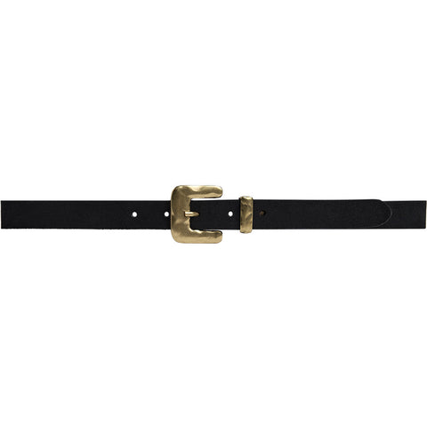 DEPECHE Narrow Suede Belt Belt 154 Black/Brass