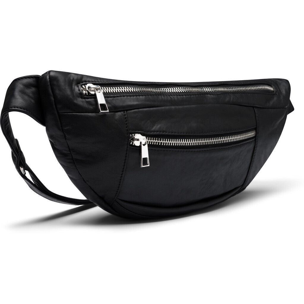 DEPECHE Oversize leather bumbag in high and soft quality Bumbag 099 Black (Nero)