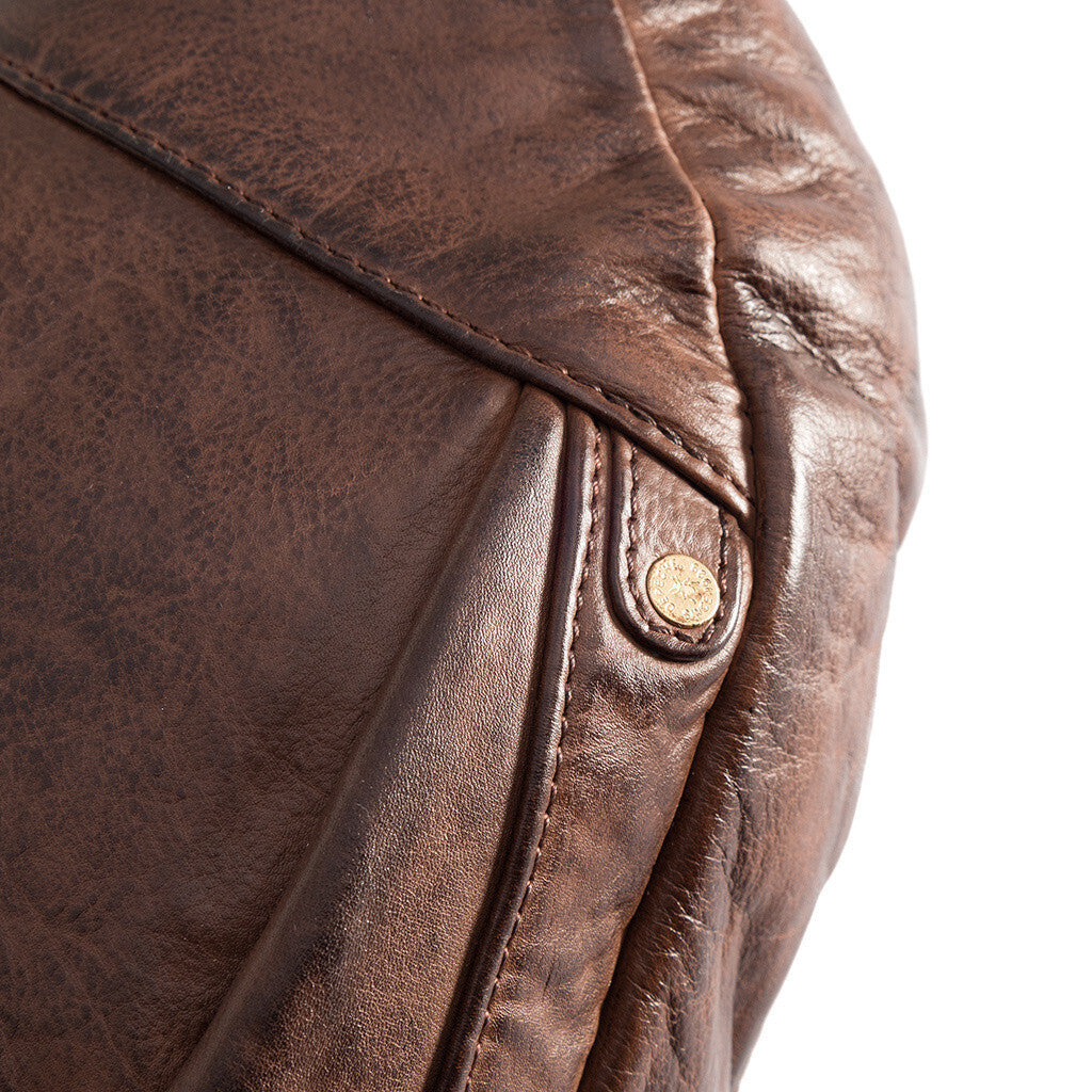 DEPECHE Spacious leather bumbag in classy look Bumbag 133 Brandy