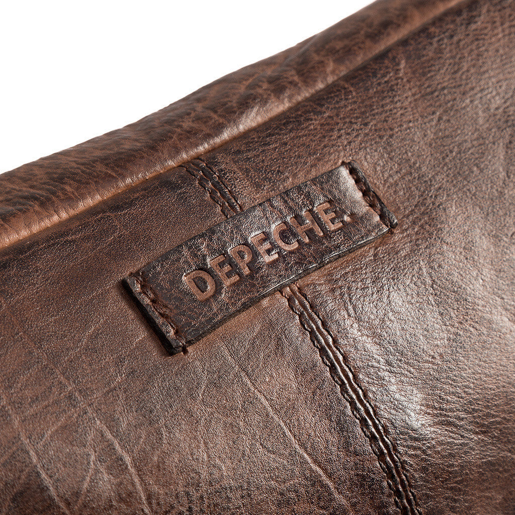 DEPECHE Spacious leather bumbag in classy look Bumbag 133 Brandy