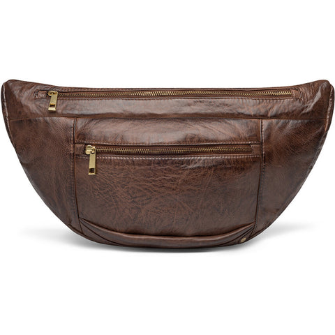 DEPECHE Spacious leather bumbag in classy look Bumbag 133 Brandy