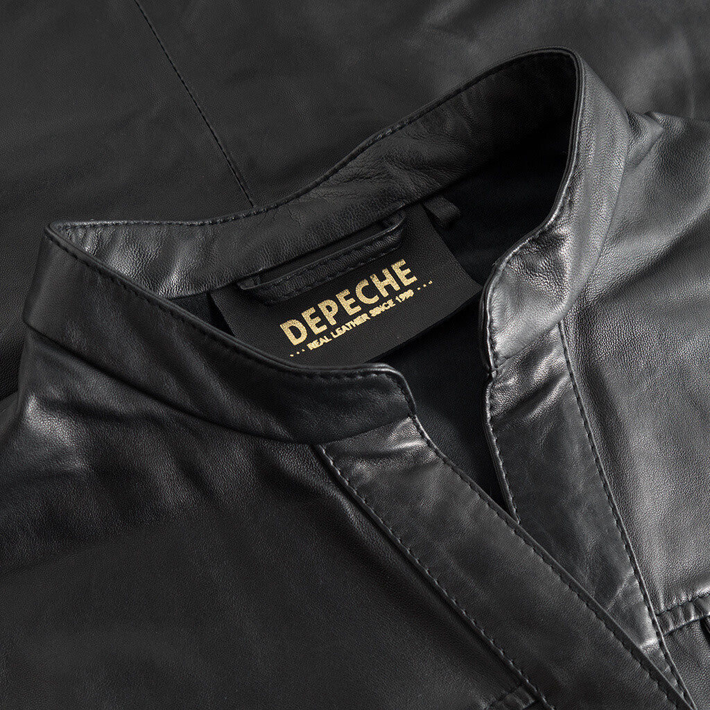 Depeche leather wear Paige shirt dress in soft leather Dresses 099 Black (Nero)