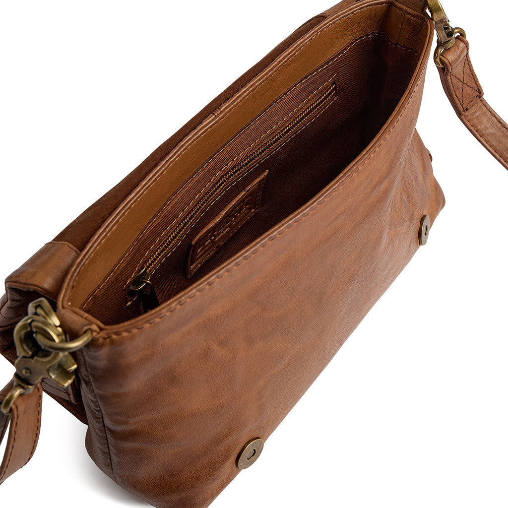 DEPECHE Powerfield sheep leather crossover bag Cross over 014 Cognac