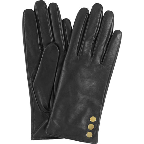 DEPECHE Pretty leather glove with buttons on side Gloves 190 Black / Gold