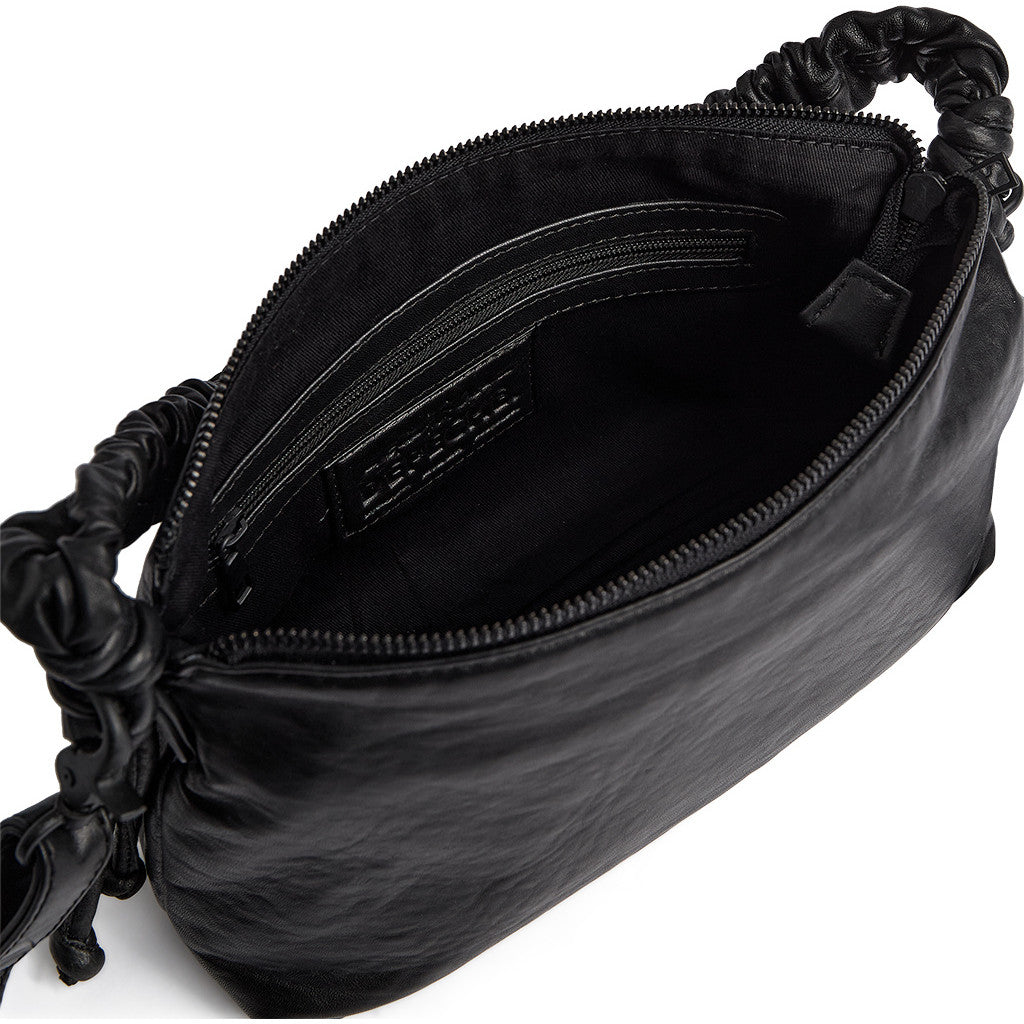 DEPECHE Sheep leather crossover bag with ruched strap Cross over 099 Black