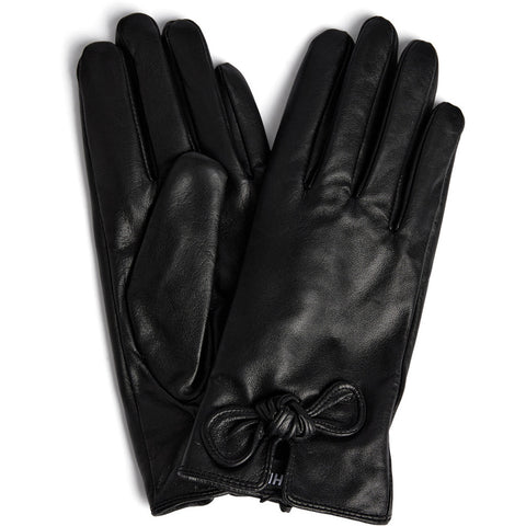 DEPECHE Sheep leather gloves with bow detail Gloves 099 Black