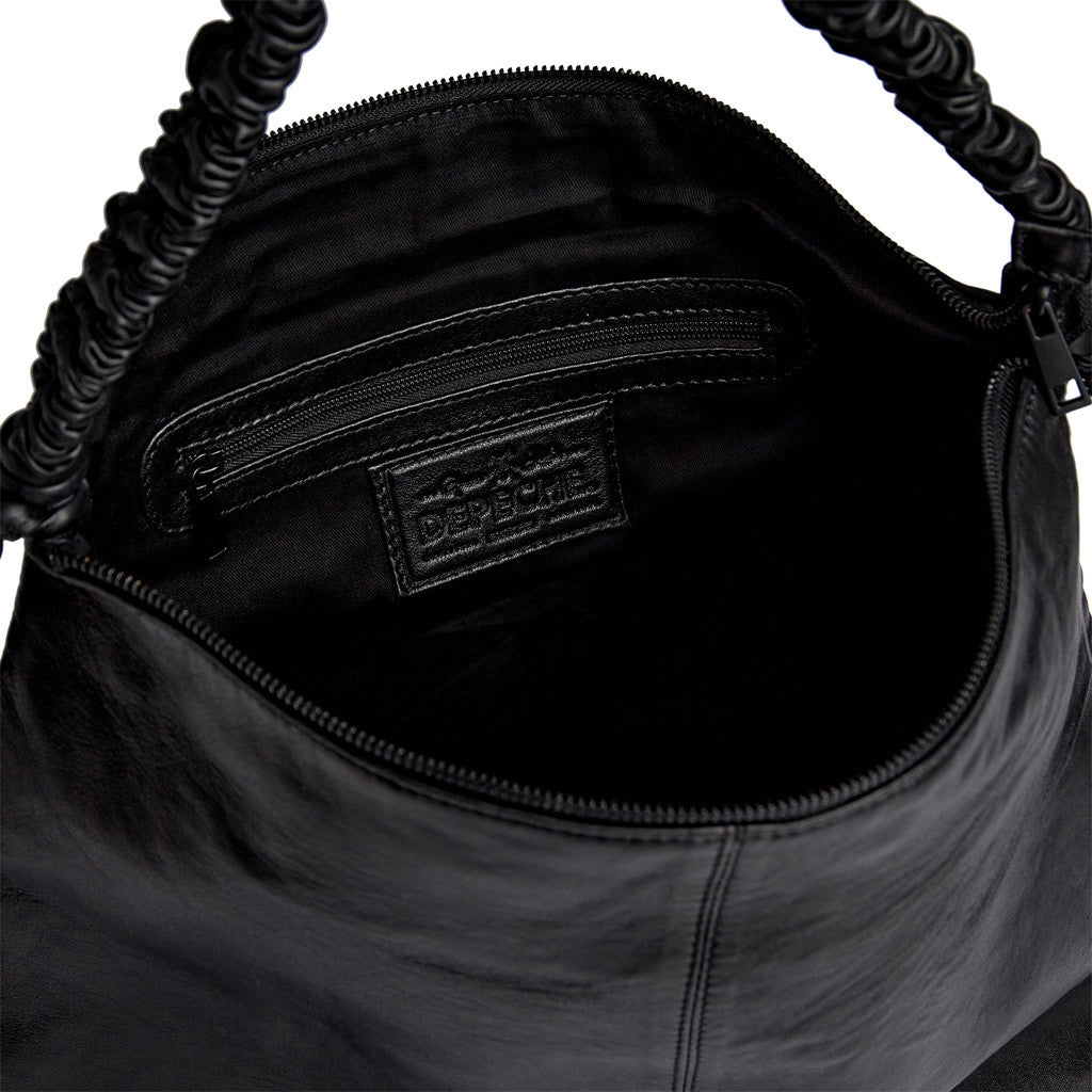 DEPECHE Sheep leather shoulderbag with ruched strap Shoulderbag / Handbag 099 Black