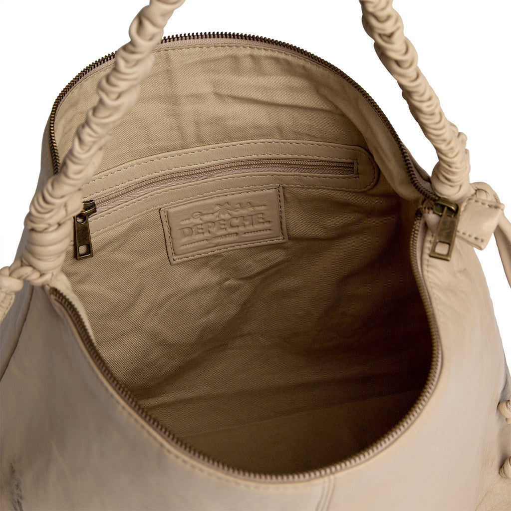 DEPECHE Sheep leather shoulderbag with ruched strap Shoulderbag / Handbag 202 Vanilla
