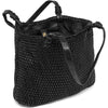 DEPECHE Shopper leather bag decorated with weaving Shopper 099 Black (Nero)