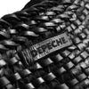 DEPECHE Shopper leather bag decorated with weaving Shopper 099 Black (Nero)