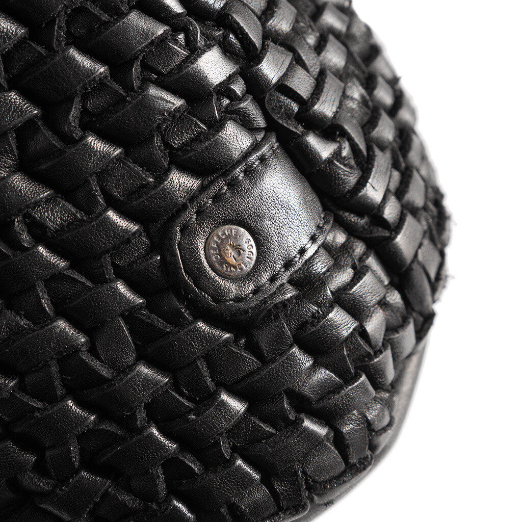 DEPECHE Shopper leather bag decorated with weaving Shopper 099 Black (Nero)