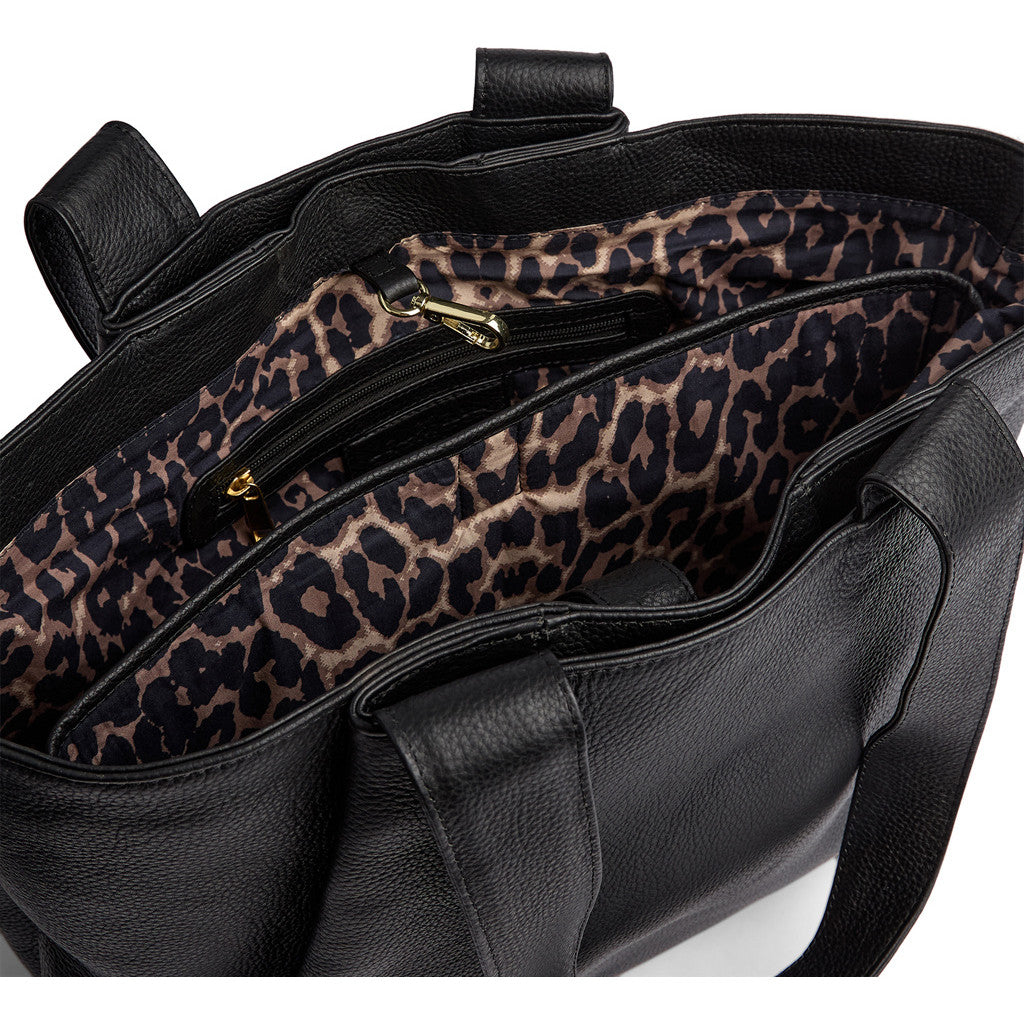 DEPECHE Shopper with leopard lining Shopper 099 Black (Nero)