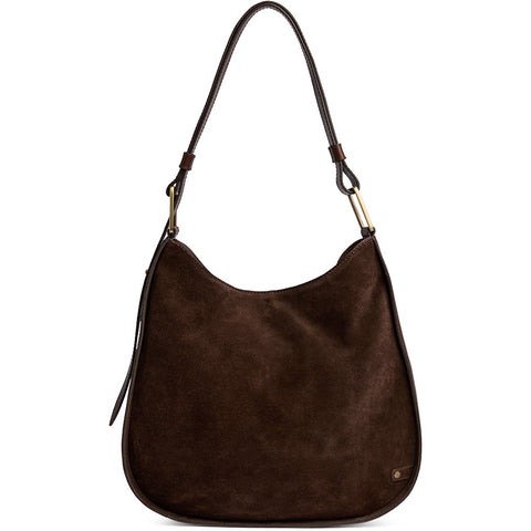 DEPECHE Shoulder bag in suede and cow leather Shoulderbag / Handbag 008 Chocolate
