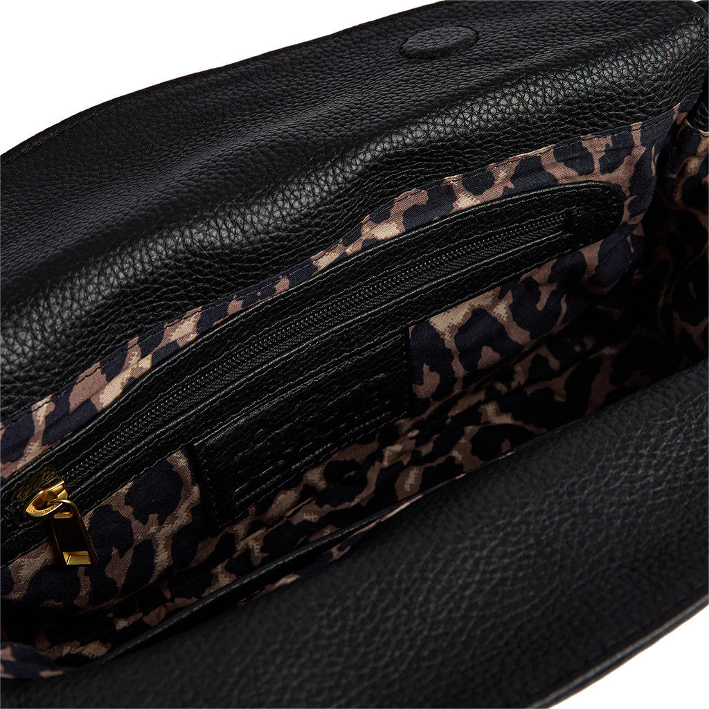 DEPECHE Shoulderbag with leopard lining Shoulderbag / Handbag 099 Black (Nero)