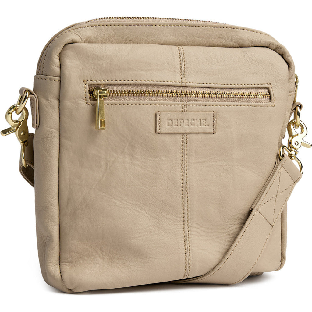 DEPECHE Simple crossover bag in beautiful leather Cross over 228 Soft Sand