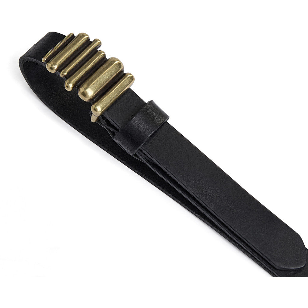 DEPECHE Slim classic leather belt Belt 154 Black/Brass