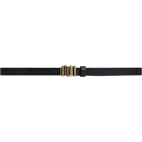 DEPECHE Slim classic leather belt Belt 154 Black/Brass