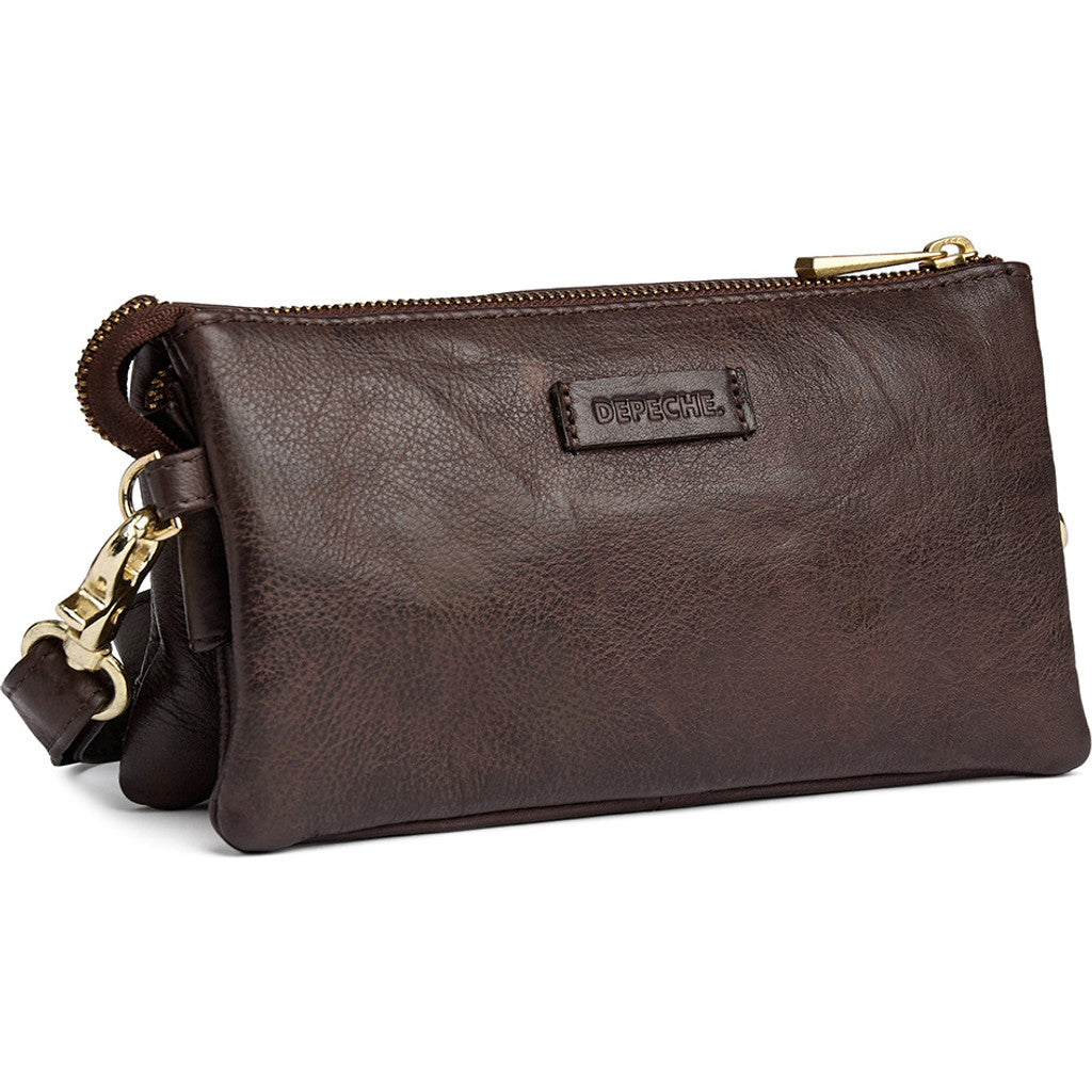 DEPECHE Small leatherbag with golden details Small bag / Clutch 106 Coffee