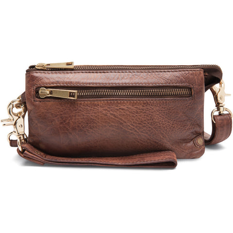 DEPECHE Small leatherbag with golden details Small bag / Clutch 133 Brandy