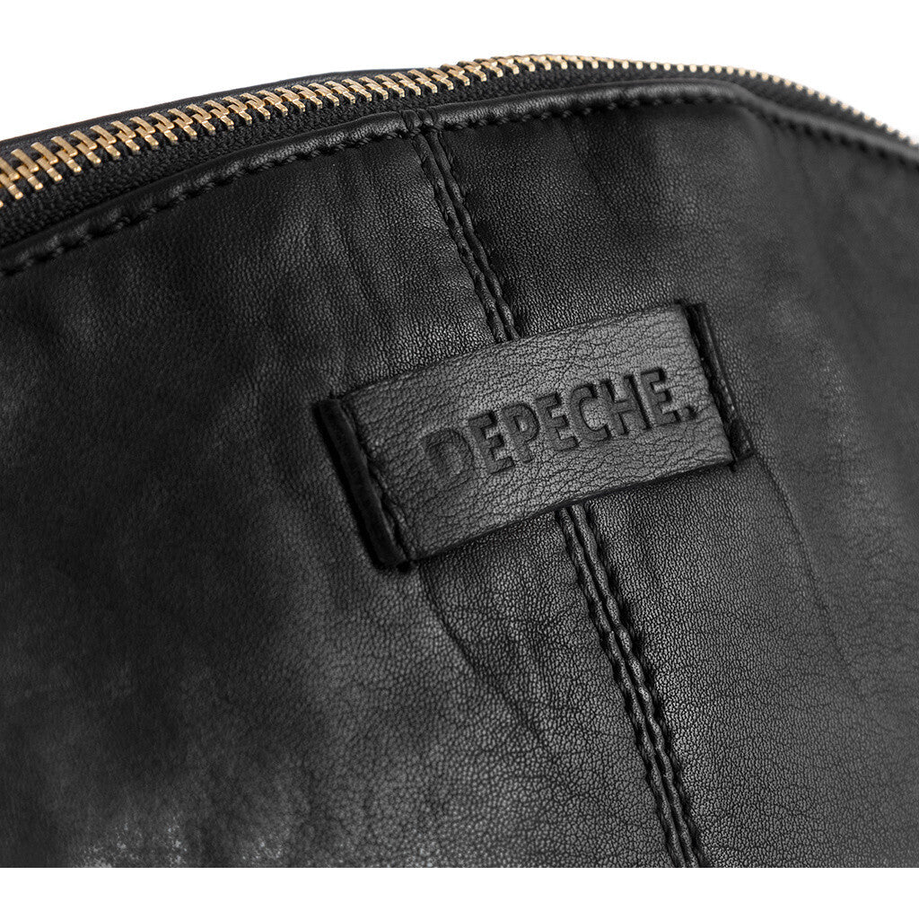 DEPECHE Soft and spacious leather cosmetic bag Accessories 099 Black (Nero)