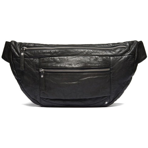 DEPECHE Spacious leather bumbag in classy look Bumbag 099 Black (Nero)