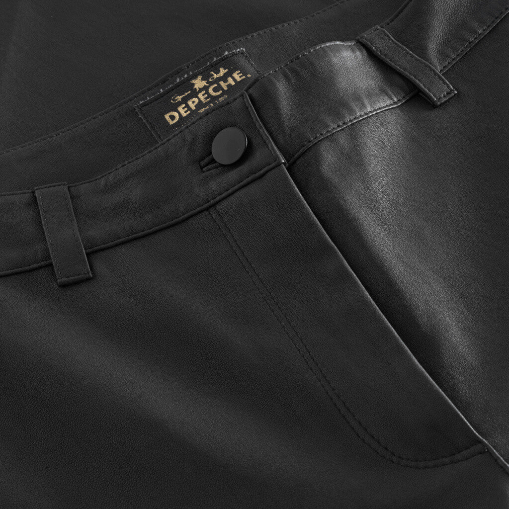 Depeche leather wear Stretch flare pants in soft leather quality Pants 129 Dark grey