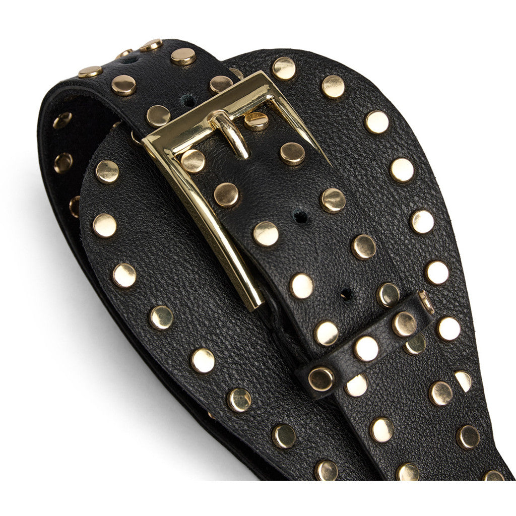 DEPECHE Statement leather belt with studs Belt 190 Black/Gold