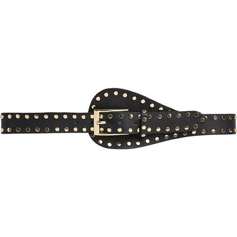 DEPECHE Statement leather belt with studs Belt 190 Black/Gold